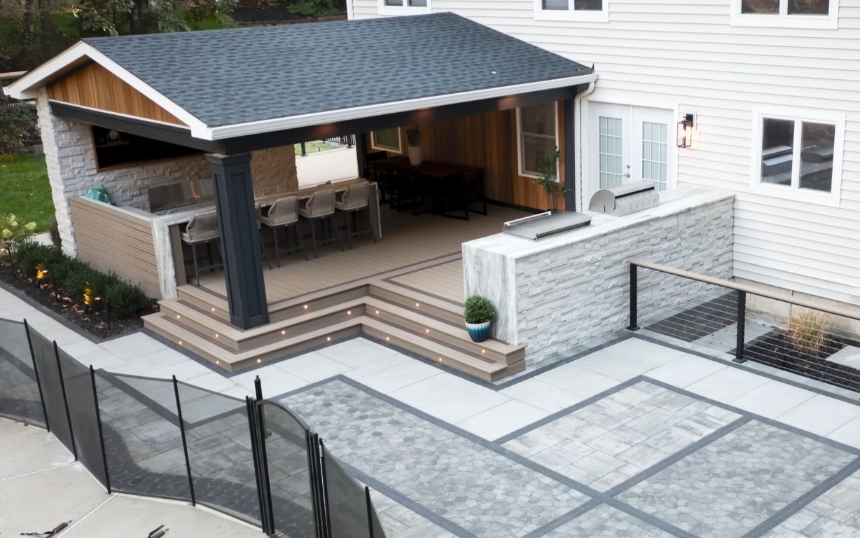Custom patio deck transformation in Waltham, MA